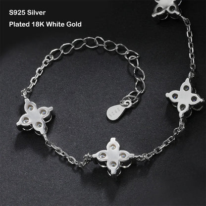 Clover GRA Certified 2cttw D Color Moissanite Bracelet for Women Girl 925 Silver Pass Diamond Test Hand Link Bracelets Gift