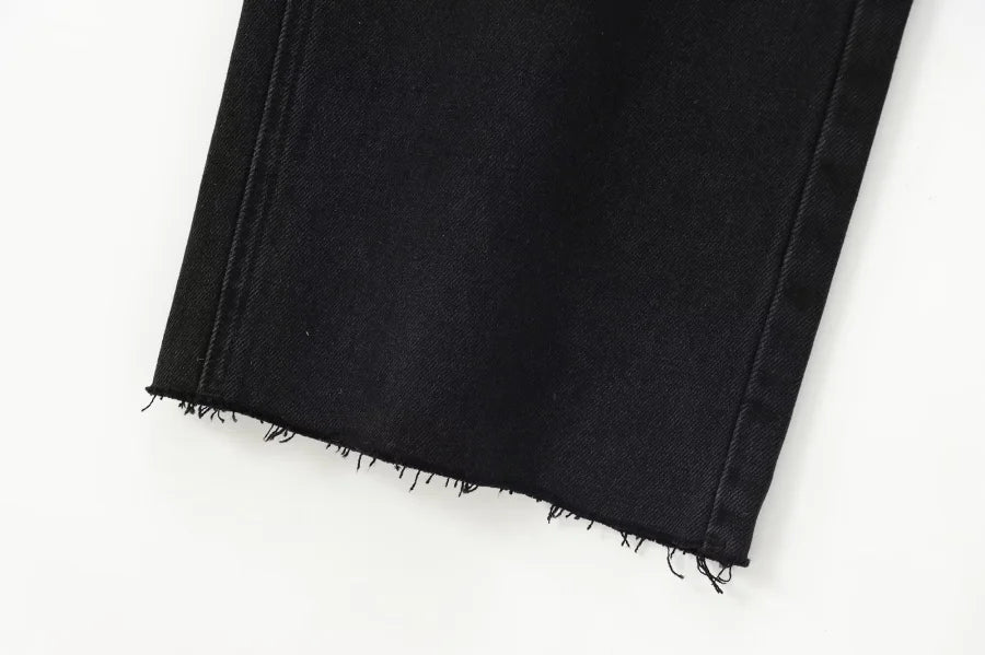 Wide-leg high-waisted jeans  women's classic everything with five pockets washed soft comfortable ultra-long jeans6045022