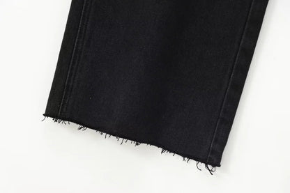 Wide-leg high-waisted jeans  women's classic everything with five pockets washed soft comfortable ultra-long jeans6045022