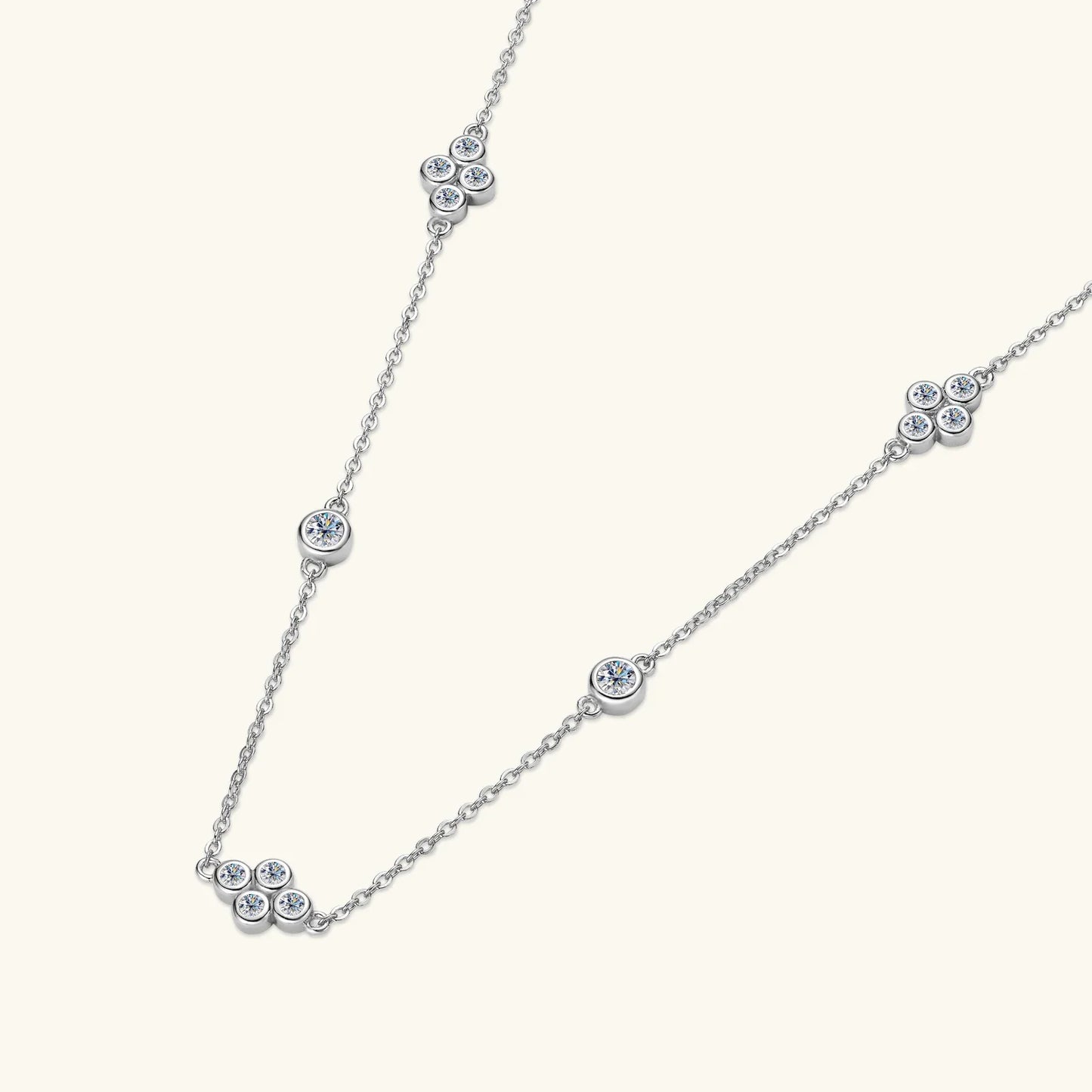 925 Sterling Silver Choker Necklaces 3mm Moissanite Clover Necklace for Women Neck Chain Female Jewelry Gift