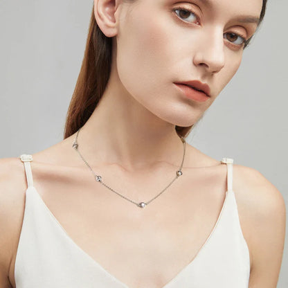 925 Sterling Silver Necklaces Round Cut 2.5mm/4mm Bezel Moissanite Choker Necklace for Women Multilayer Neck Jewelry