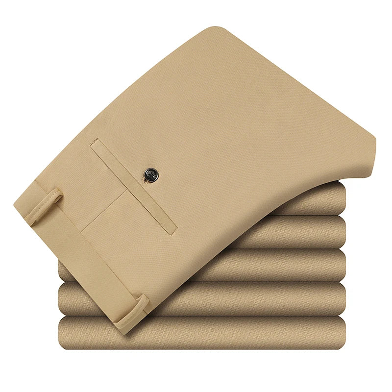 Men's Four-Way Stretch Business Casual Pants Spring/Autumn Formal Dress Trousers Elastic Comfortable Casual Pants
