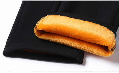 2025 Winter New Thickened Straight Slim Warm Business Casual Office Male Velvet Trousers Classic Men's Fleece Casual Pants