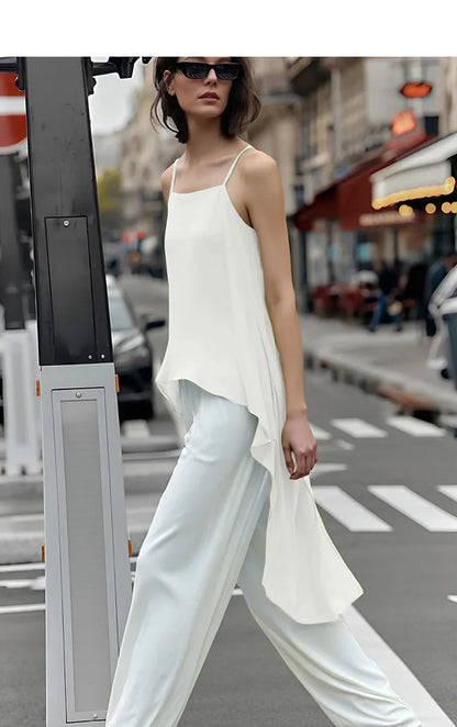 Women's Tank Top 2026 Summer New Strapless Double Layer Chiffon Cami Casual Flowy Asymmetrical Sleeveless Tops 12642154