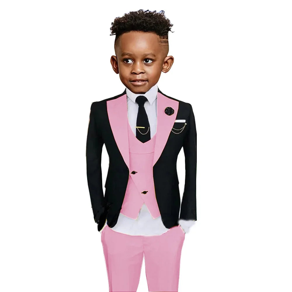 Colorful Kids Fashionable Suit Set 3 Pieces Performance Costumes High Quality Boys Suits Wedding Guest Tuxedo 2-20T