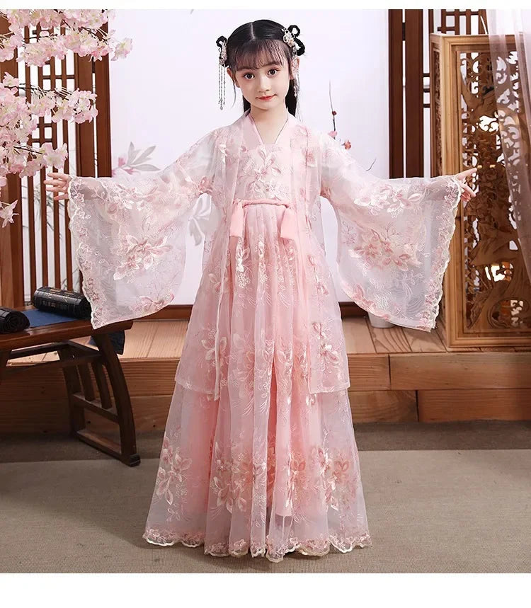 Girl Modern Hanfu Chinese Style Dress Halloween Fairy Kids Clothes Vestidos Traditional Cosplay Children Costume Girls Dresses