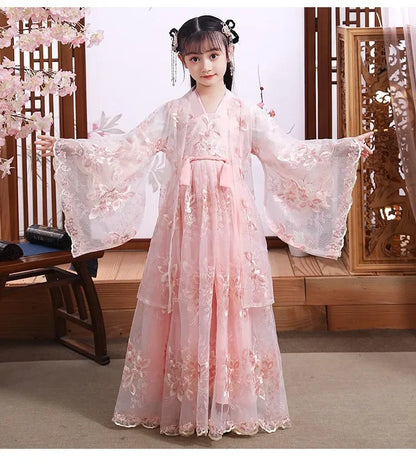 Girl Modern Hanfu Chinese Style Dress Halloween Fairy Kids Clothes Vestidos Traditional Cosplay Children Costume Girls Dresses