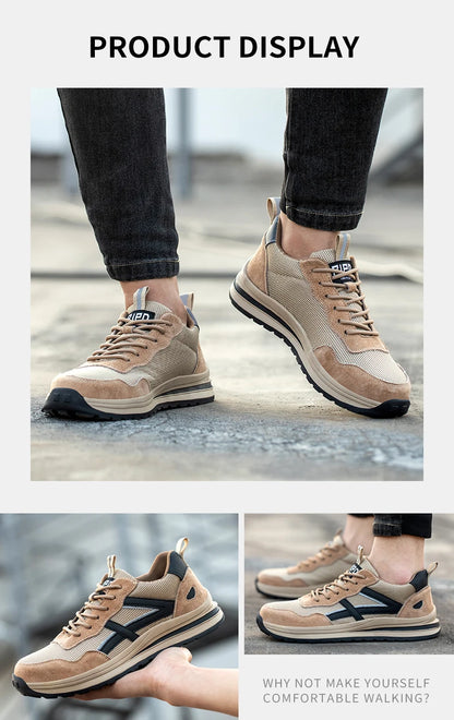 2022 Male Work Boots Indestructible Safety Shoes Men Steel Toe Shoes Puncture-Proof Work Sneakers Male Shoes Adult Work Shoes