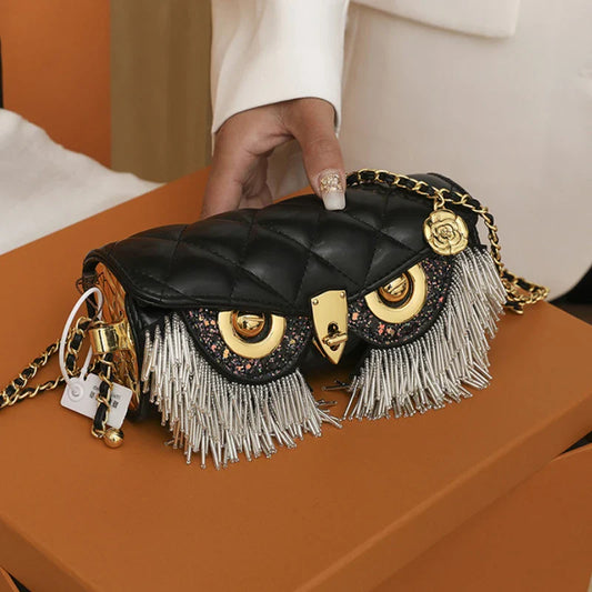 Cute Owl Bags for Women 2026 New Luxury Designer Handbag Fashion Tassel Crossbody Bag Leather Animal Print Shoulder Bag Woman