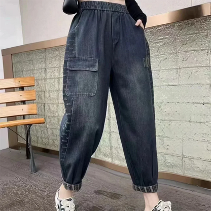 Loose Casual Harlan Jeans Women's High Waist Large Size Mom's Dad's Pants Autumn New Style Comfortable Stretch Denim Skinnies