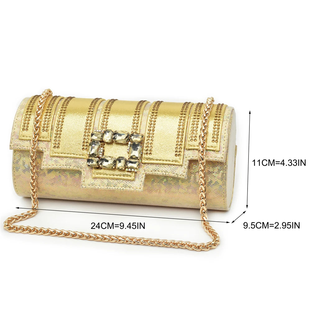 New Arrival Women Shoes and Bags To Match Set Italy Lady Pointed Toe Shoes Sexy Wedding Party Sandals Rhinestone Women Pumps