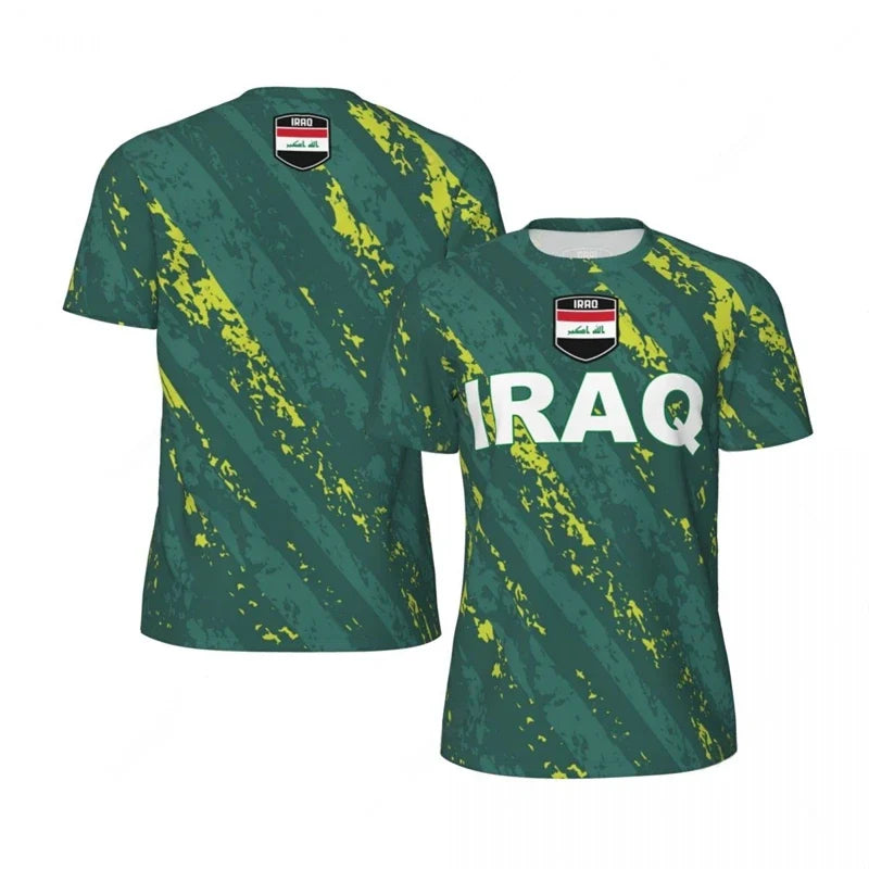 IRAQ Flag 3D Print Sport Quick Dry Breathable Men T-shirt Outdoor Football Jersey Team Fan Loose Short Sleeve Summer Top Clothes