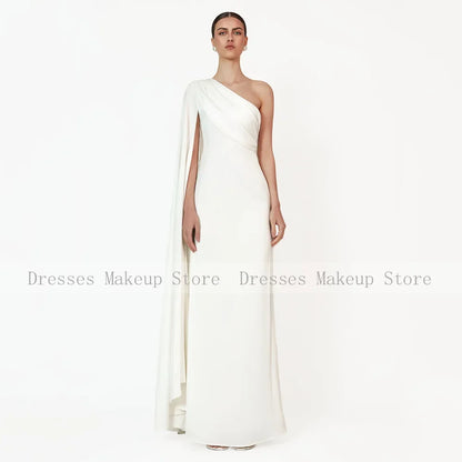 Customized Light Yellow Evening Dress One Shoulder Draped Mermaid Evening Gowns for Women Sleeveless Elegant Wedding Party Gown