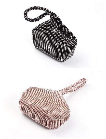 Fashion Women's Dinner Bag Diamond Inlaid Fashion New Handbag Mobile Zero Wallet Wedding Women Model Bag Luxury Champagne Color