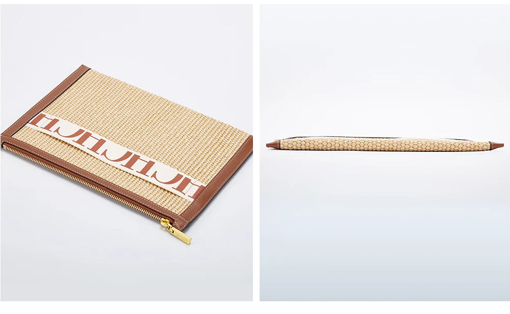 Handmade Woven Clutch Bag Ribbon Embellished Niche Style Clutch Bag