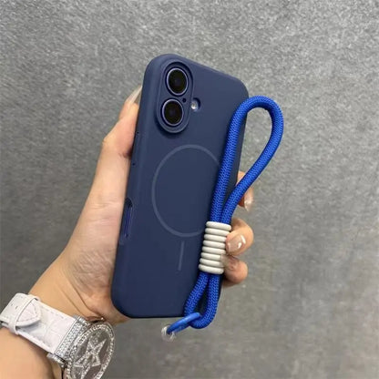 Candy Soft Liquid Silicone for Magsafe Case for iPhone 18 17 16 15 14 Pro Max Shockproof Magnetic Charging Lanyard Strap Cover