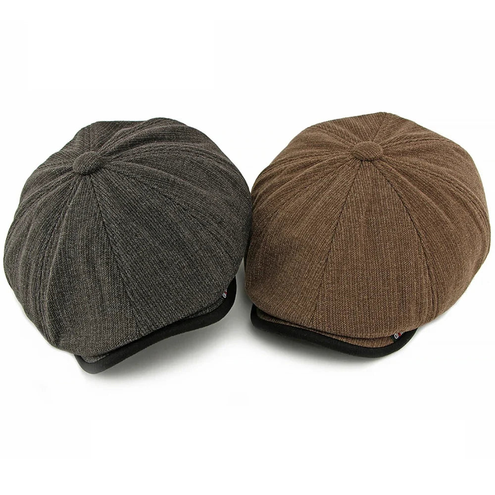 Beret Cap Men Women Autumn Winter Hat Thick Warm Artist Painter Wool Beret Hat Male Female Flat Octagonal Cap Mens Berets