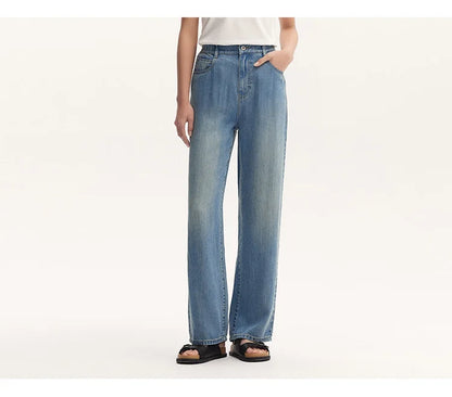 Semir Jeans Women Elastic Waist Long Trousers 2025 New Summer Version Cool Feeling Wide-leg Trousers