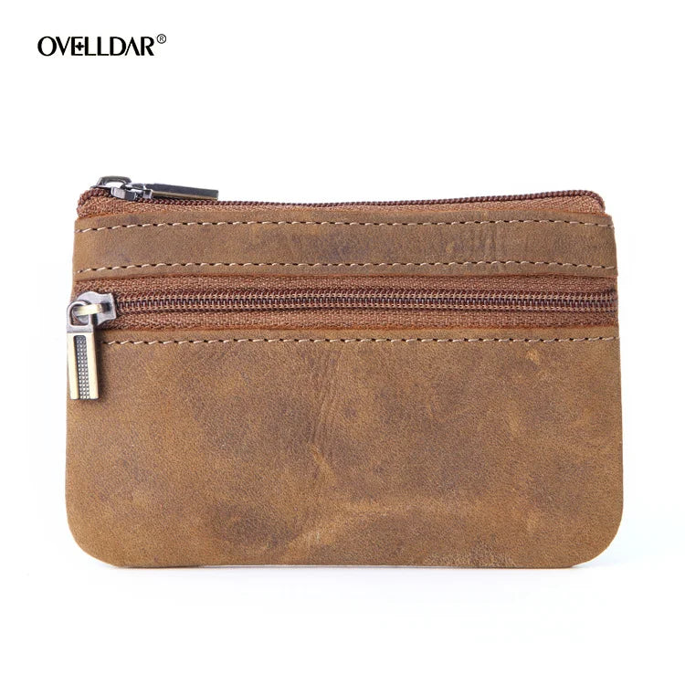 New Cow Leather Men's And Women's Change Vintage Coin Bag Headphone Purse Storage Mini Bag For Man And Woman
