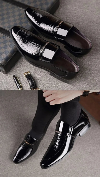 Men's Business Casual Leather Shoes Korean Style Pointed Toe Breathable Big Size Office Groomsmen Groom Wedding