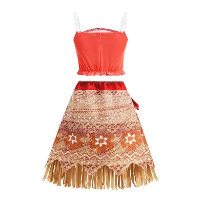Summer Kids Princess Costume Children Disney Moana Halloween Dress Girl Vaiana Dinner Dress Ocean Adventure Pageant Disguise