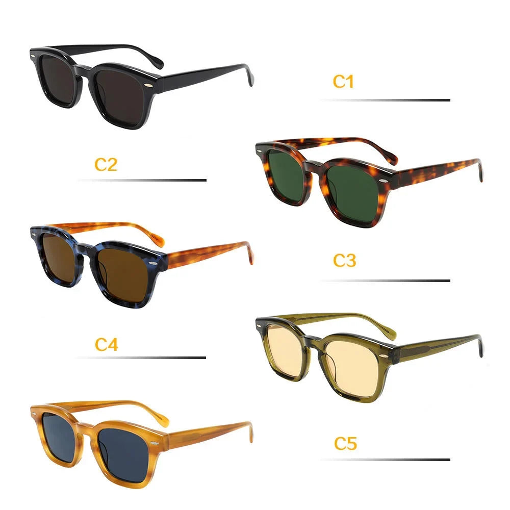 Acetate Sunglasses Vintage Rivet UV400 Non Polarized Lens Unisex High End Designer Sun Glasses Fashion Retro