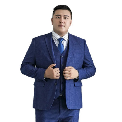Plus Size Men Vest Checkered Elastic Black Single Breasted Striped Waistcoat For Host Groom Groomsmen Blue Suit Vest for Men