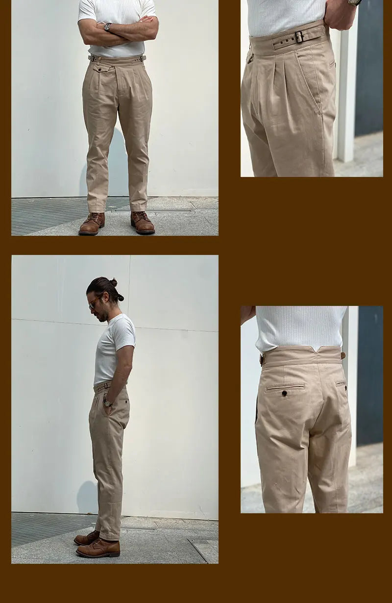 New Gurkha Casual Pants Tapered Fit Cotton Khaki 9/10 Customizable