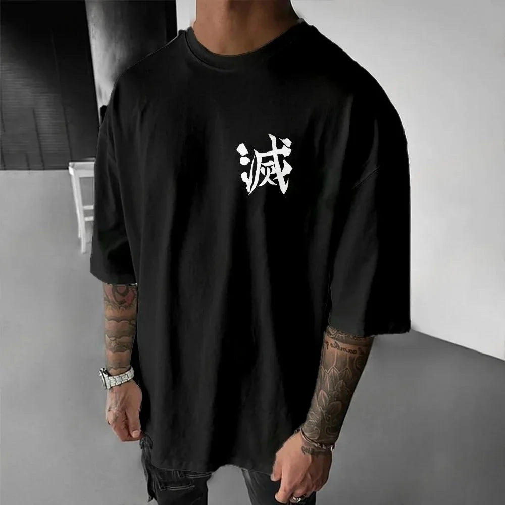 Demon Slayer Men's T-shirt Inosuke Hashibira Japan Anime Summer Boy Spring and Autumn Children's Short Sleeves Parent-Child Wear