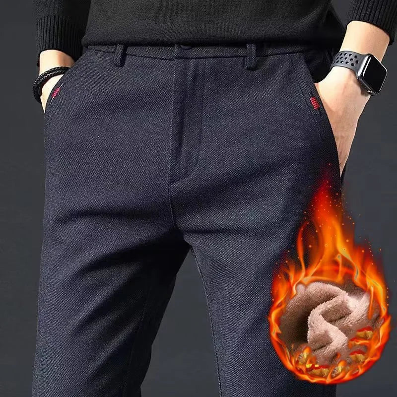 Men's Straight Leg Long Daily Pants Casual Straight Slim Fit Narrow Leg Trousers Stylish Male Suit Work Fashion Blue Gray Pants