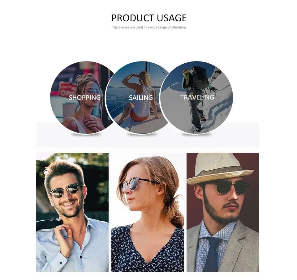 Half Frame Sunglasses Women's Fashion Half Frame Driving Sunglasses Outdoor Travel