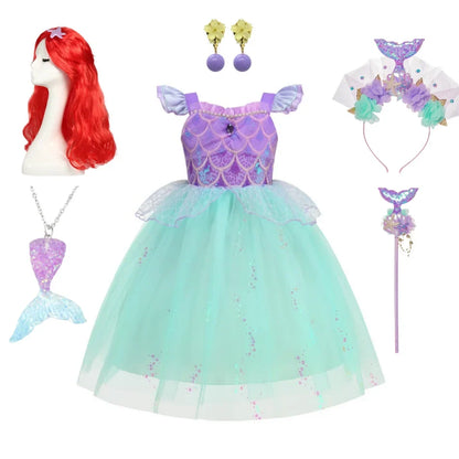 2026 Summer Dresses Baby Girl Carnival Mermaid Princess Dress Kids' Sets and Outfits Kids Clothes Girls Birthday Party Costume