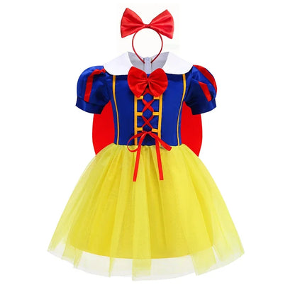 2025 Girls Disney Princess Dress Snow White With Cape Kids Cosplay Halloween Birthday Costumes Children Party Dress 10Y Clothes