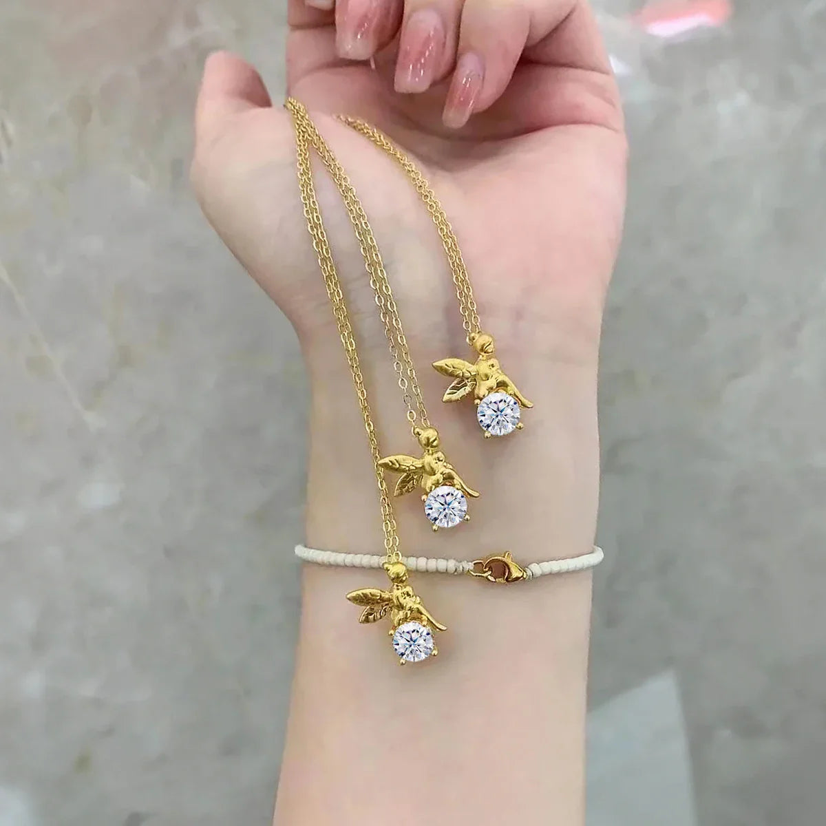 Au750 18k Gold Pendant Necklace Faerie Fairy 1 Carat Moissanite Diamond Valentine's Day Engagement Gift Fine Jewelry