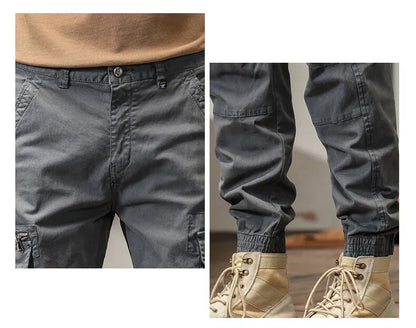Length Men's Cargo Pant Cotton Stretch Casual Camouflage Trouser Male Camo Cuff Jogger Multi Zip Pocket Outfit Zipper Tied
