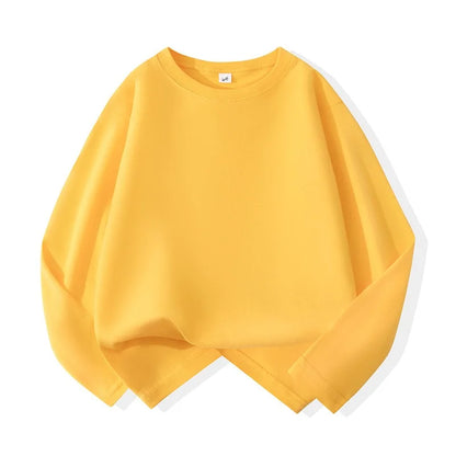 1pcs Spring Autumn Children's Pure Cotton Long Sleeve T-shirts Solid Color Boys Girls Tops Kids Baby Leisure Tee Student Clothes