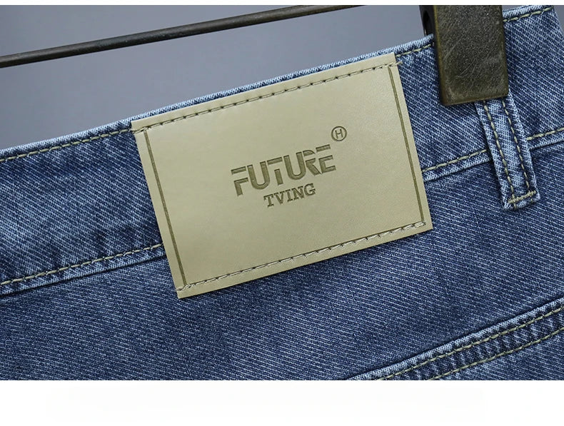 Summer Thin Men's Embroidered Denim Shorts Fashion Stretch Slim Breathable Straight Jeans Personality Bermuda Short Pants Male
