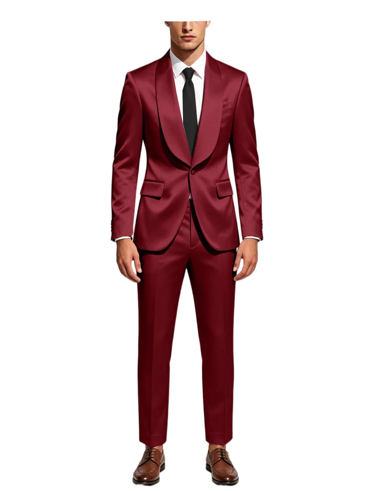 Luxury Men's Satin Tuxedo Suit Shawl Lapel Slim Fit 2-Piece Blazer & Pants Set Formal Business Casual Jacket Coat for Wedding