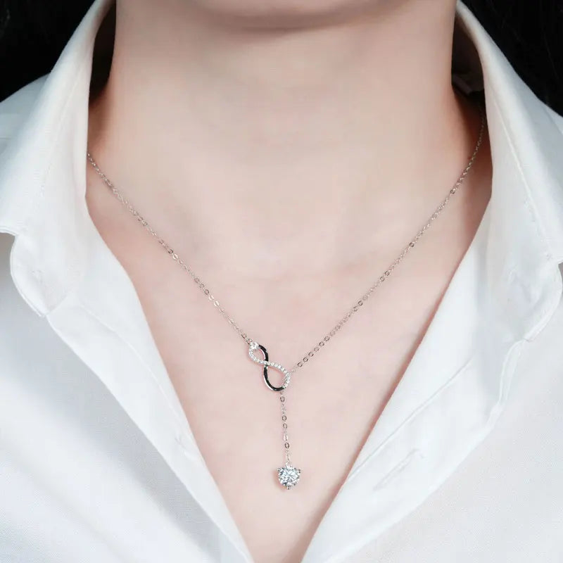 Certified Moissanite Heart Infinite Pendant Necklace Chain for Women S925 Sterling Silver Necklaces Fine Jewelry Gifts