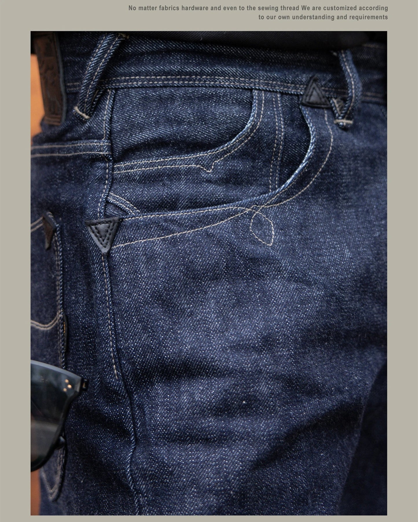 Red Tornado NOIR 18oz Indigo Selvedge Denim Jeans One-wash with Cinch-Back and Arcuate Stitching