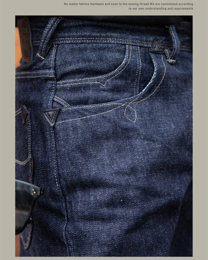 Red Tornado NOIR 18oz Indigo Selvedge Denim Jeans One-wash with Cinch-Back and Arcuate Stitching