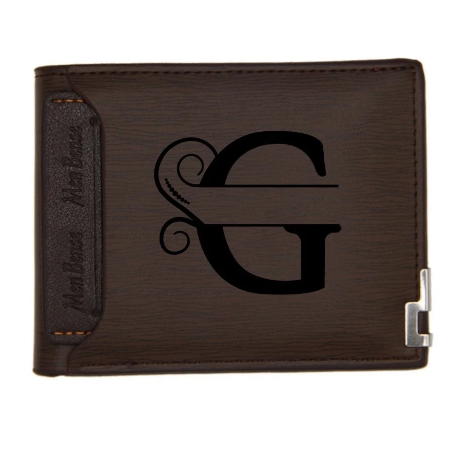 Personalized Wallet for Men Custom Wallets for Men Engraved Letter Name Leather Wallet Bifold Custom Gifts for Dad/Husband