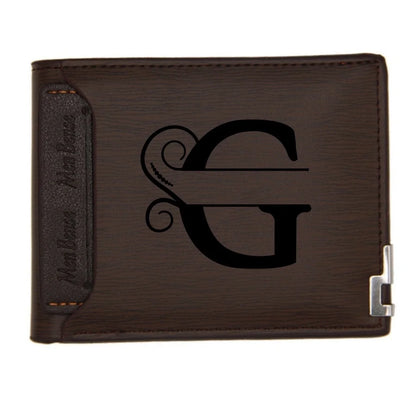 Personalized Wallet for Men Custom Wallets for Men Engraved Letter Name Leather Wallet Bifold Custom Gifts for Dad/Husband