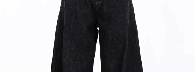 American Retro Deconstructed Bla Knife  Jeans Women's Loose Silhouette Wide Leg Floor Length Trousers Casual High Waist...