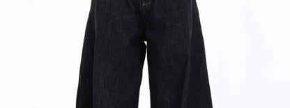American Retro Deconstructed Bla Knife  Jeans Women's Loose Silhouette Wide Leg Floor Length Trousers Casual High Waist...
