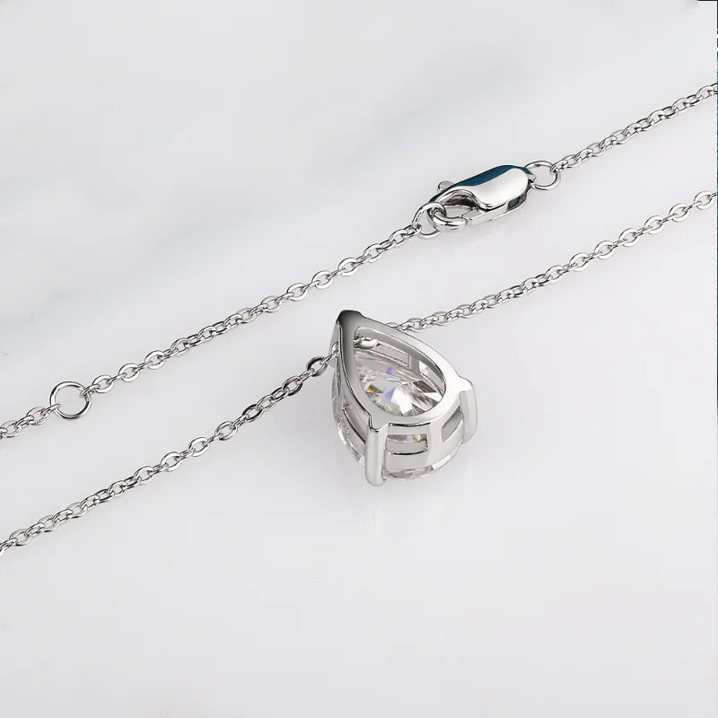 1-4CT Pear Cut D VVS1 Moissanite Necklace 100% S925 Silver 18k Gold Plated Single Diamond Women's Pendant Necklace Fine Jewelry