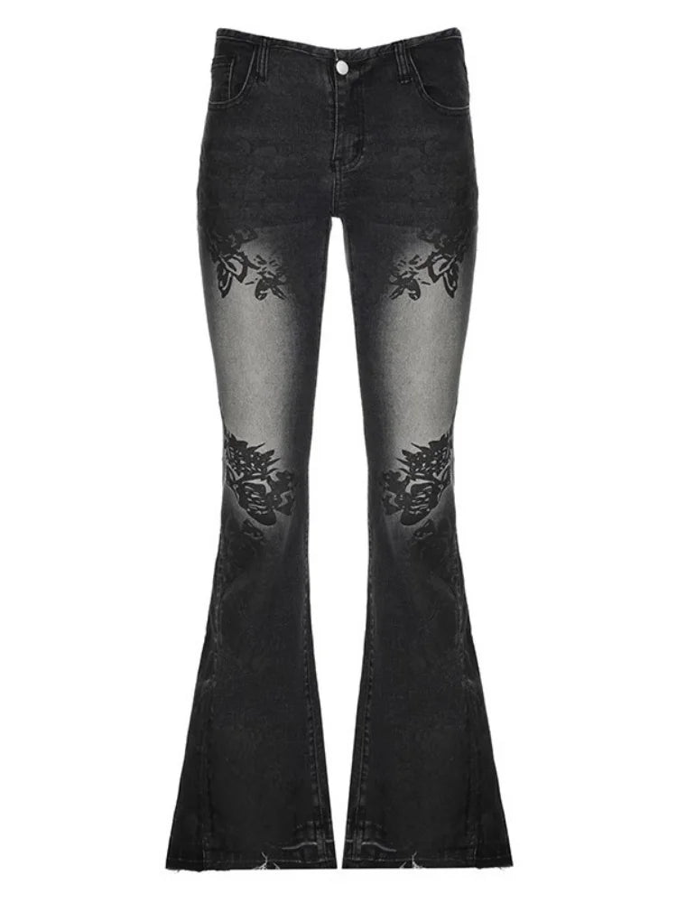 Flared Jeans Pants for Woman Baggy Jeans Y2k Women's Denim Pants Shoujo Girl Style Coquette Big Size Women's Spring Clothes Jean