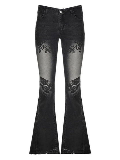Flared Jeans Pants for Woman Baggy Jeans Y2k Women's Denim Pants Shoujo Girl Style Coquette Big Size Women's Spring Clothes Jean