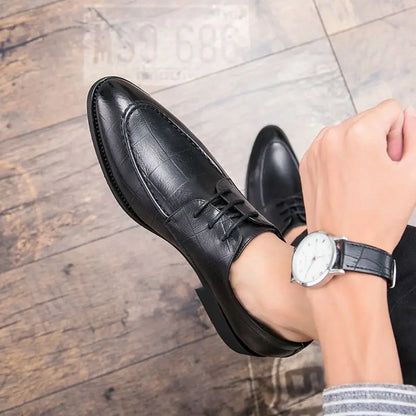 Men's British Style Leather Shoes Korean Version Pointed Toe Business Formal Trendy Versatile
