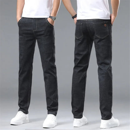 2024 Fashion Men Stretch Loose Straight Jeans Casual Elastic Slim Fit Denim Pants Male Brand Business Trousers Large size 38 40